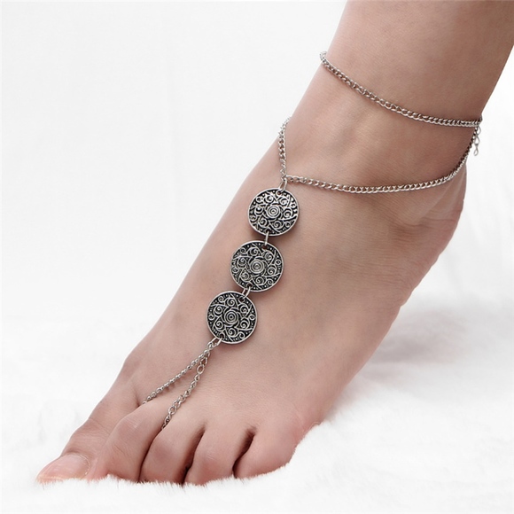 thriftdimiensi0n Jewelry - *WILLOW* Anti-Silver Flower Pattern Summer Anklet